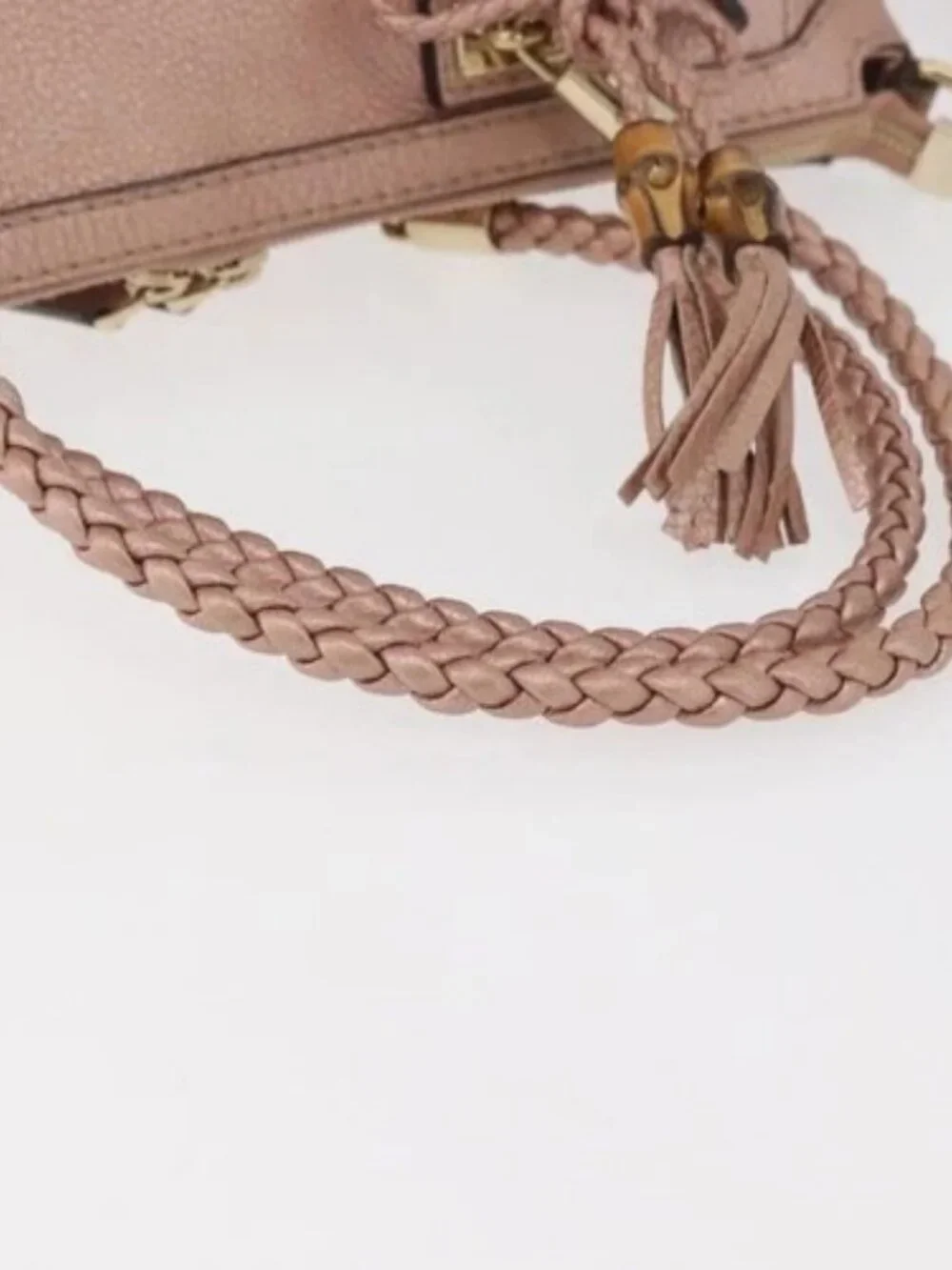 GUCCI Tote Bag Leather 2way Pink Gold 282300 Auth ka3524